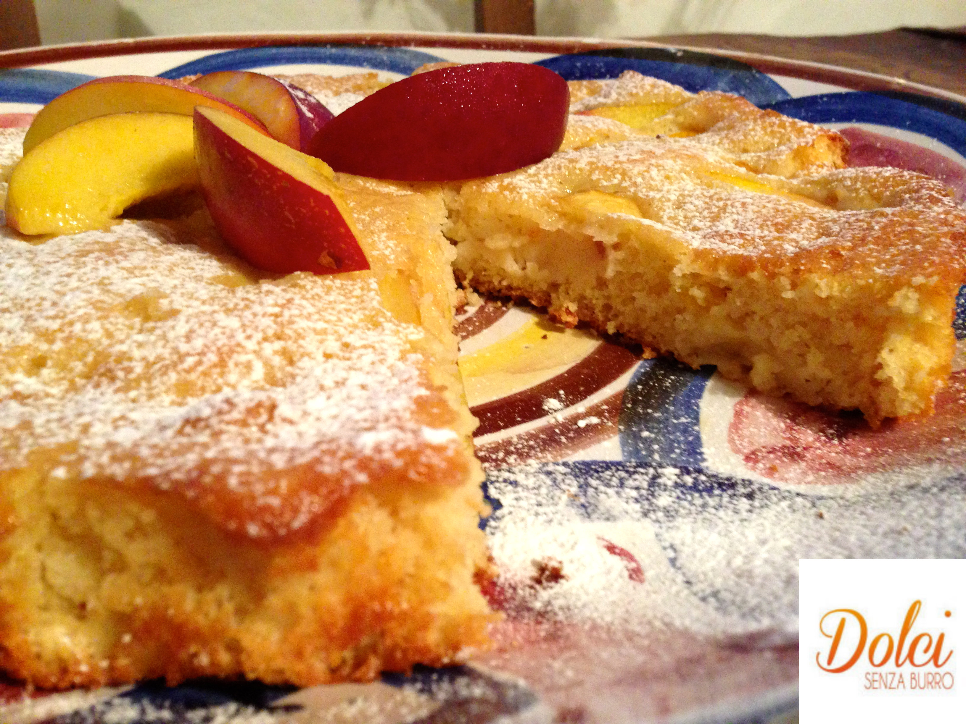 torta di pesche senza burro, la torta light di dolci senza burro