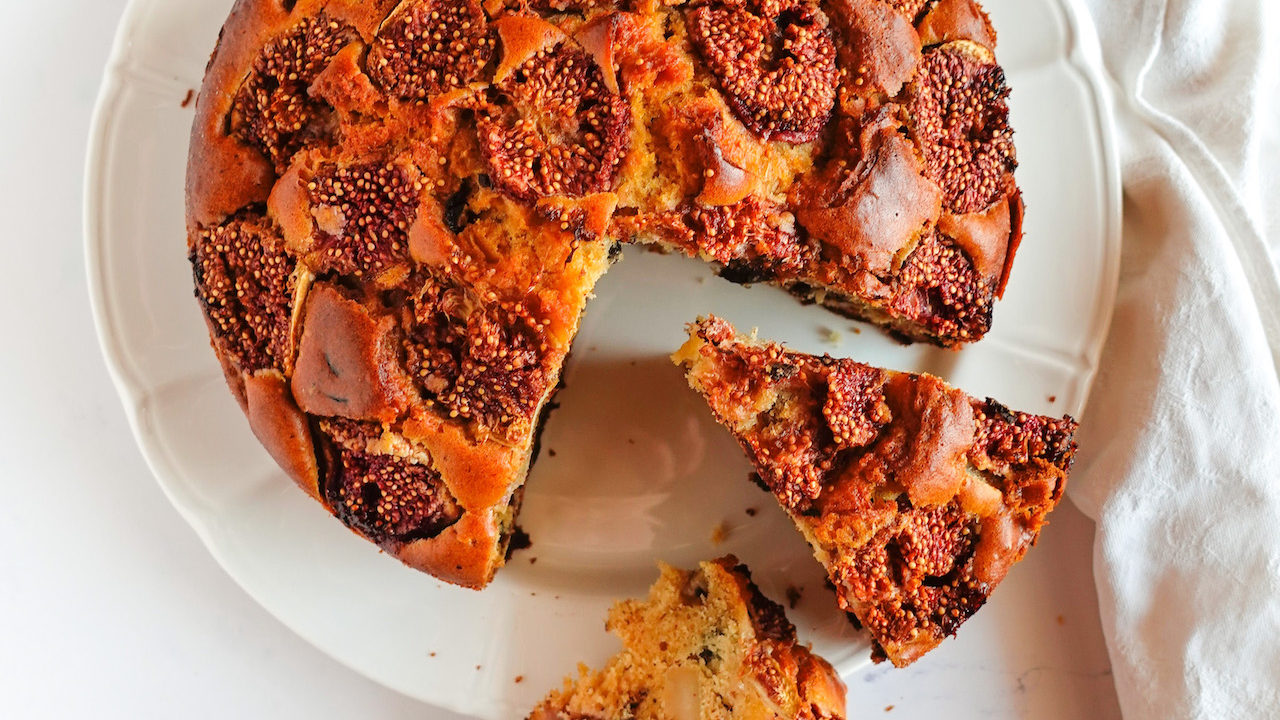 Torta Fichi e Noci e Cioccolato Senza Burro