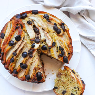 torta pere e gocce di cioccolato senza burro