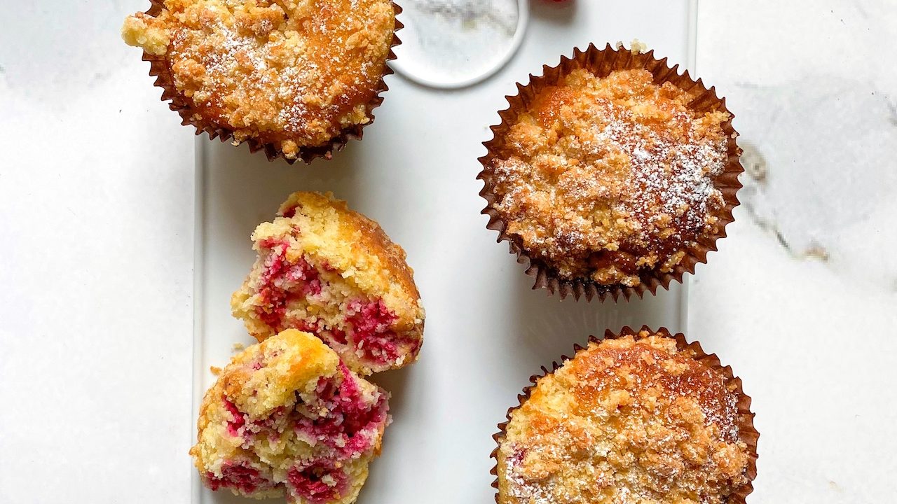 Crumble muffin ai lamponi