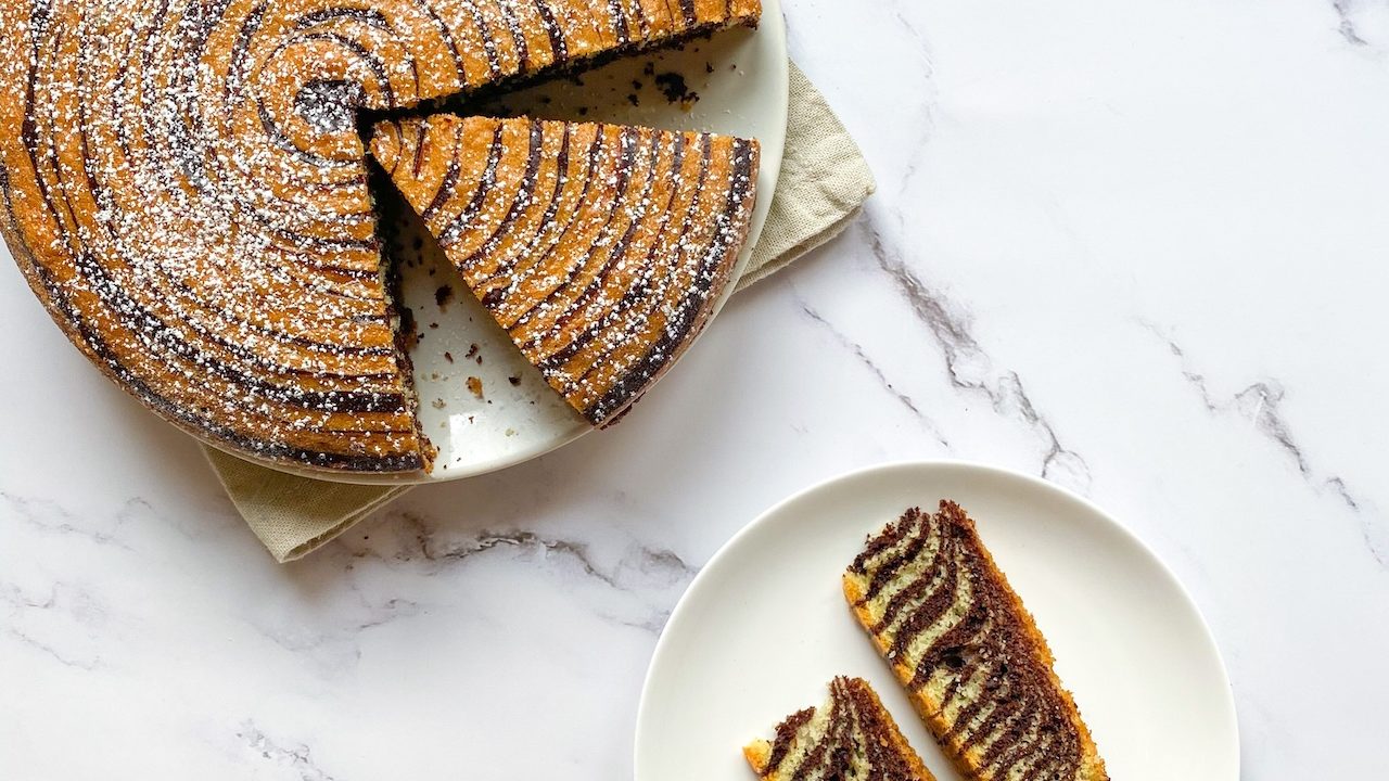 torta zebrata arancia e cioccolato