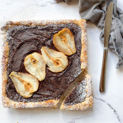 crostata pere e cioccolato senza burro glutine e uova