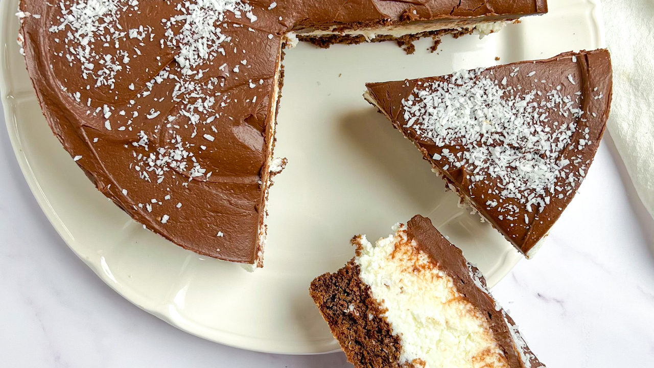 Torta Cremosa Cocco e Cioccolato Senza Burro